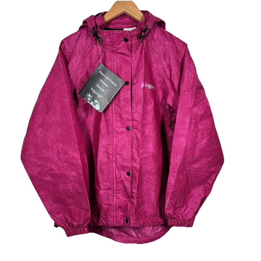 NWT Frogg Toggs Womens Small All Purpose Rain Jacket Cherry‎ Black Hood NEW